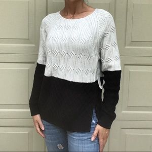 BEATRIX OST cable knit pullover black ivory M (K1)
